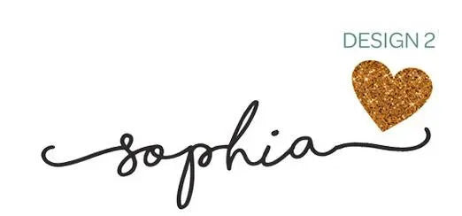 نموذج اسم Sophia مع قلب نحاسي